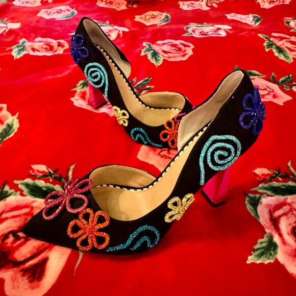 Betsey Johnson Women’s Kimara Rhinestone Doodle Embellished Pumps Size 11 Black - Picture 9 of 16